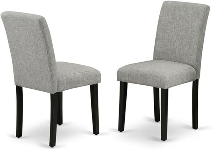 East West Furniture LGAB5-BLK-06 5 Piece Modern Dining Table Set Includes a Rectangle Wooden Table with Butterfly Leaf and 4 Shitake Linen Fabric Parsons Chairs, 42x84 Inch, Black
