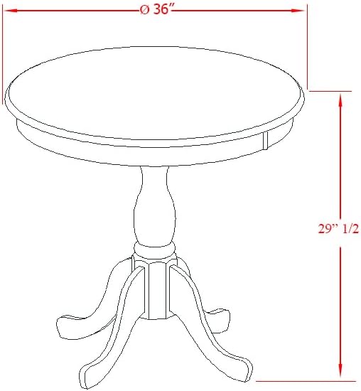 East West Furniture AMAB5-BCH-06 5 Piece Dining Set Includes a Round Kitchen Table with Pedestal and 4 Shitake Linen Fabric Parson Dining Chairs, 36x36 Inch, Black & Cherry