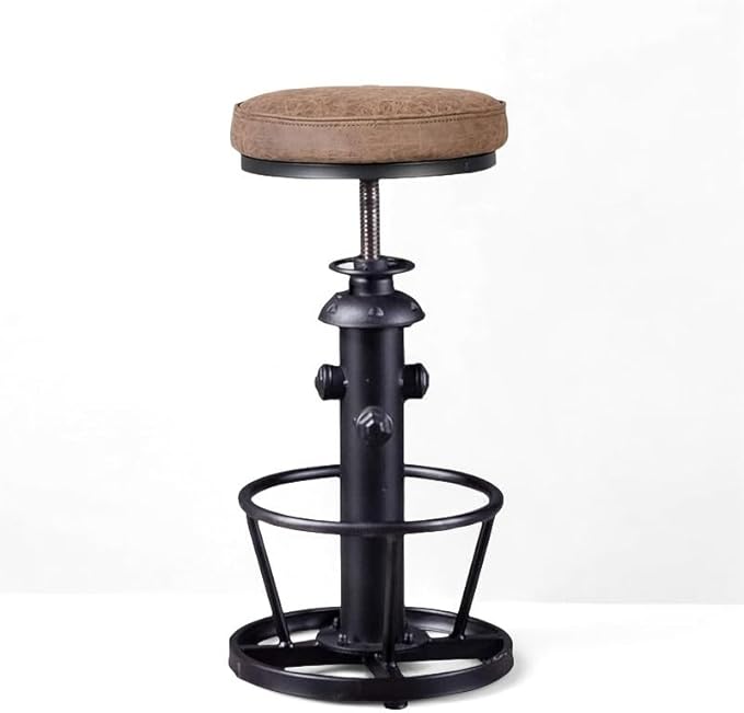 Industrial Bar Stools-Swivel Pu Seat-Vintage Kitchen Island Stool-Counter Bar Height Adjustable 25-31inch-Footrest