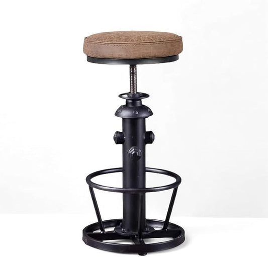Industrial Bar Stools-Swivel Pu Seat-Vintage Kitchen Island Stool-Counter Bar Height Adjustable 25-31inch-Footrest