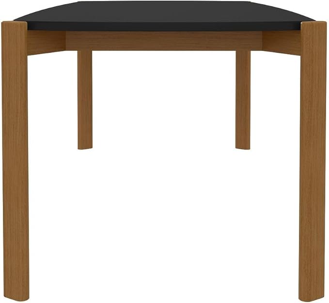 Manhattan Comfort Gales 70-Inch Mid Century Modern Dining Table for 6 Persons, Unique Minimalist Home Furniture with Solid Eucalyptus Wood Legs, Matte Black