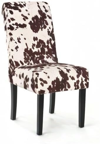 Christopher Knight Home Pertica Contemporary Velvet Dining Chairs, 2-Pcs Set, Milk Cow / Dark Brown