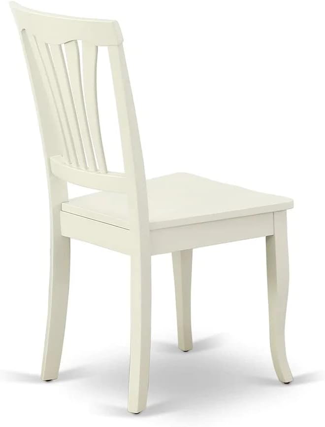 East West Furniture DMAV3-LWH-W 3 Piece Dining Room Table Set Contains a Round Dining Table with Dropleaf and 2 Wood Seat Chairs, 42x42 Inch, Linen White