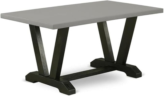 East West Furniture VT696 V-Style Modern Kitchen Table - a Rectangle Dining Table Top with Stylish Legs, 36x60 Inch, Multi-Color