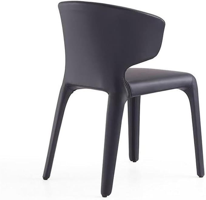 Manhattan Comfort Conrad Mid Century Modern Dining Chairs Woven Tweed Upholstered Kitchen Furniture with Contoured Back, Foam Padding & Metal Legs, Set of 2, Black