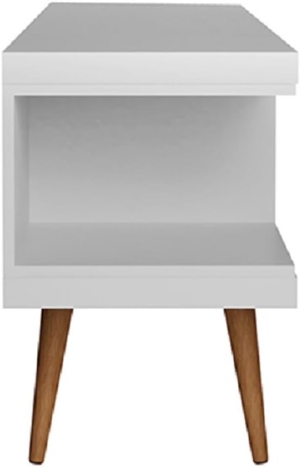 Manhattan Comfort Utopia 53.14" Freestanding Entertainment Center for Living Room, Mid Century Modern TV Stand with Shelves, Storage and Media Holes, Fits 50" Screens, White