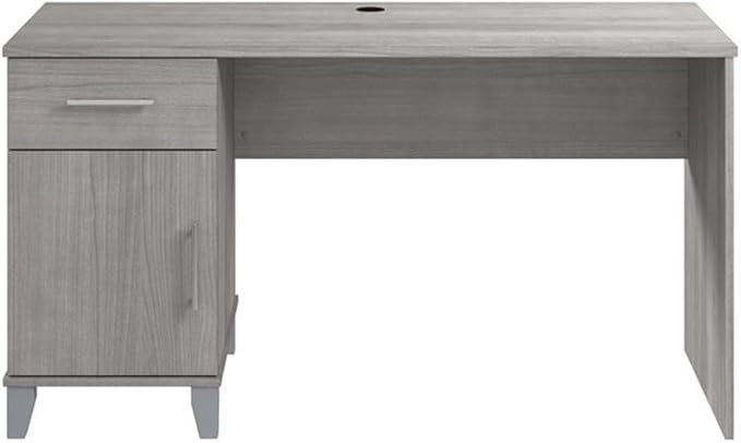 Bush Furniture Somerset 54W Office Desk with Drawer and Storage Cabinet in Platinum Gray | Computer Table for Home Office Workspace