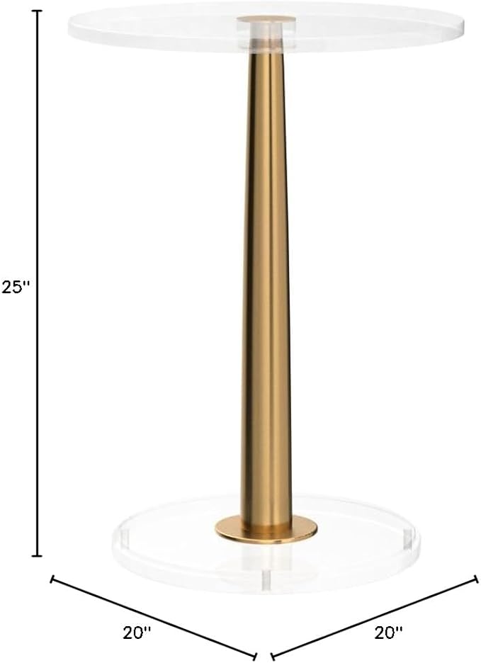 Clear Acrylic Table with Cone Metal Pole (Large, Brushed Gold) …