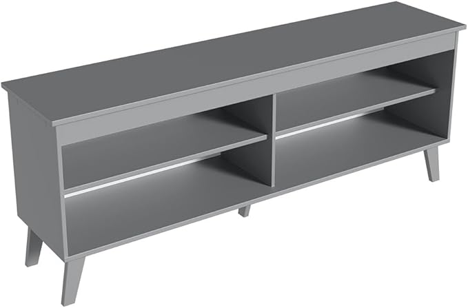 Madesa TV Stand Unit with 4 Shelves and Cable Management for 55, 65 Inch Media 1 Storage Gaming Media Console Living Room and Bedroom Entertainment Center Modern Wooden Television Cabinet - Grey