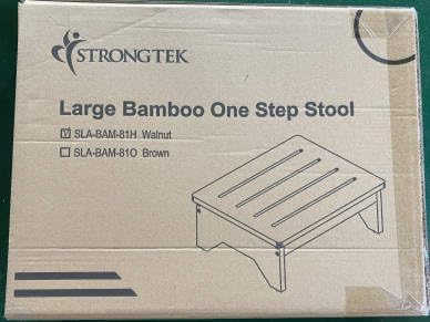 StrongTek Bamboo Bed Step Stool for Adults & Kids – Wide 16" Platform, 300 lbs Capacity, Non-Slip Drainage Surface, 6.5" Height Safe Bedside Stool, Bathroom Shower Step & Office Foot Rest (Walnut)