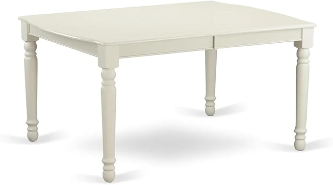 East West Furniture DOAS7-LWH-41 7 Piece Modern Dining Table Set Includes A Wood Table and 6 Platinum Gray Polyester Fabric Padded Chairs with Stylish Back- Linen White Finish