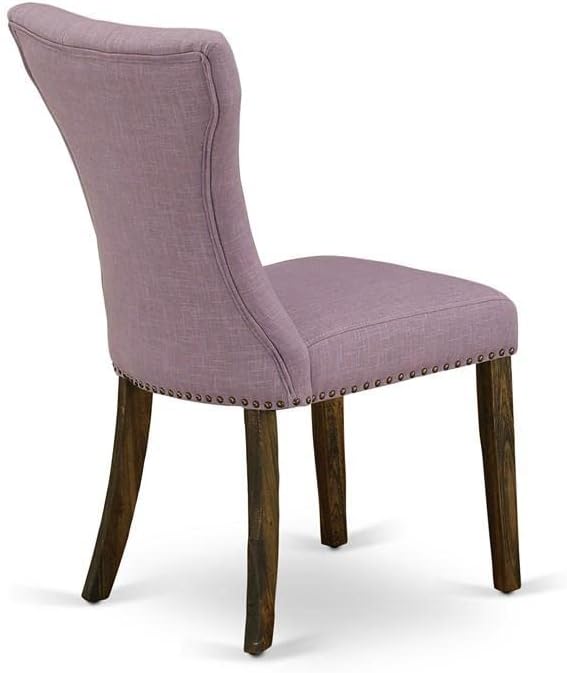 East West Furniture GAP7T40 Gallatin Parson Kitchen Chairs - Button Tufted Nailhead Trim Dahlia Linen Fabric Padded Dining Chairs, Set of 2, Jacobean