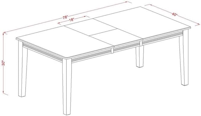East West Furniture QUDA5-BCH-W 5 Piece Dinette Set for 4 Includes a Rectangle Dining Table with Butterfly Leaf and 4 Dining Room Chairs, 40x78 Inch, Black & Cherry