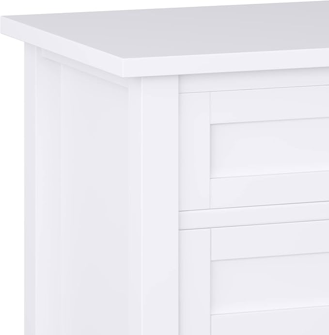 SIMPLIHOME Warm Shaker SOLID WOOD 24 Inch Wide Transitional Bedside Nightstand Table in White, For the Living Room and Bedroom