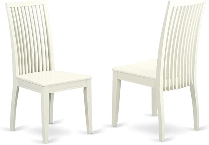 East West Furniture LGIP9-LWH-W 9 Piece Dining Table Set Includes a Rectangle Dining Room Table with Butterfly Leaf and 8 Wooden Seat Chairs, 42x84 Inch, Linen White