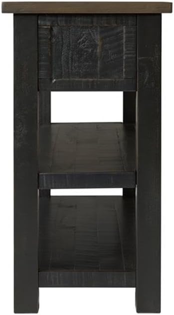Martin Svensson Home Solid Wood Sofa Console Table, Black with Brown Top