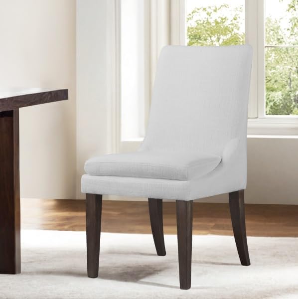 Upholstered Dining Chairs Modern Sidechair Performance Fabric High Back Armlesschair for Diningroom Kitchen,White,Set of 4(2 Box)