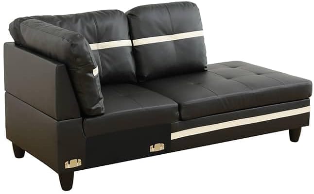 NicBex Sectional Couch 3 Pieces Sofa Set with Left Chaise PU Synthetic Leather L Shaped Cloud Couch for Living Room Furniture Sets with Storage Ottoman, Modular Sofa for Apartment, Black+White