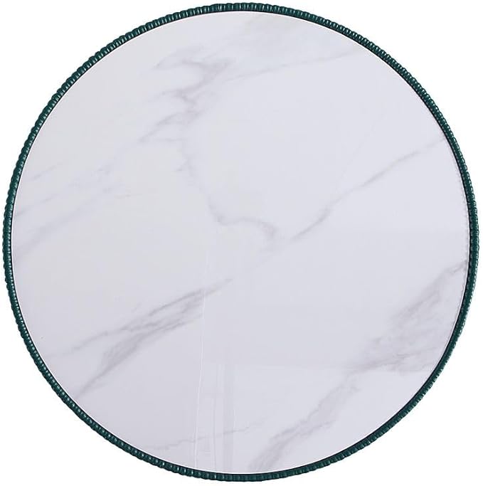 Manhattan Comfort Anderson Modern 28.15" Round Coffee Table 2.0 - Ceramic Marble Tabletop, Elegant Pleated Leatherette Details & Gold Base, Fully Assembled Accent Furniture, Set of 1, Green