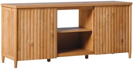 Walker Edison Scandinavian Reeded TV Stand with Storage for up to 70" TV English Oak