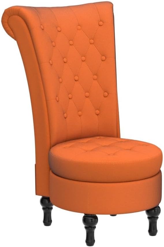 Container Furniture Direct Royal High-Back Velvet Accent Chair for Vanity with Storage and Luxurious Upholstery, Retro Design and Versatile Usage for Livingroom, Bedroom, Lounge and Office, Red Orange