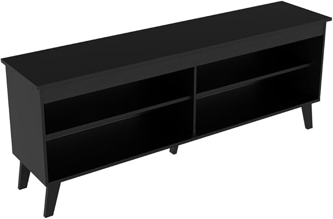 Madesa TV Stand Unit with 4 Shelves and Cable Management for 55, 65 Inch Media 1 Storage Gaming Media Console Living Room and Bedroom Entertainment Center Modern Wooden Television Cabinet - Black