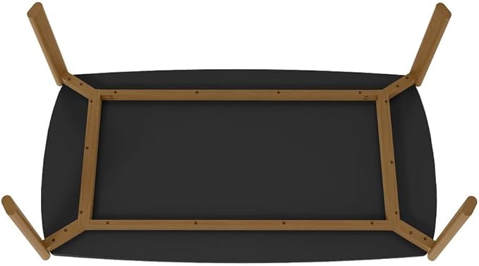 Manhattan Comfort Gales 70-Inch Mid Century Modern Dining Table for 6 Persons, Unique Minimalist Home Furniture with Solid Eucalyptus Wood Legs, Matte Black