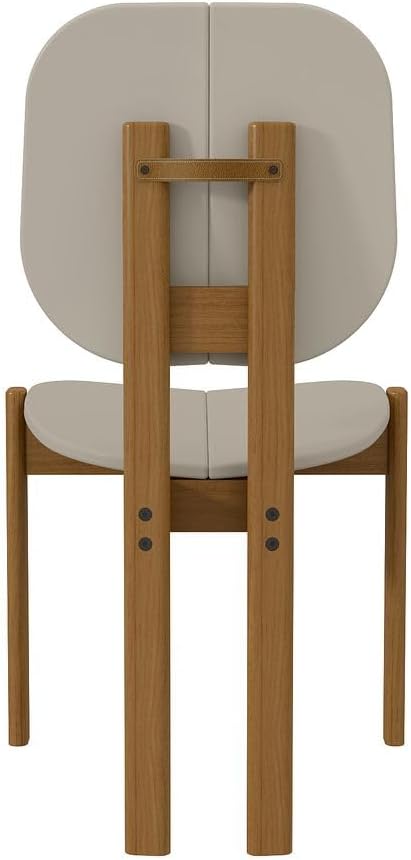 Manhattan Comfort Mid-Century Modern Gales Dining Chair with Solid Wood Legs in Greige - Set of 4
