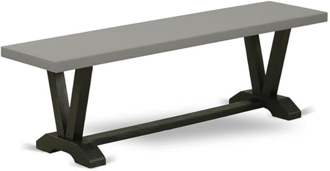 East West Furniture V696VE650-6 6 Piece Dining Set Contains a Rectangle Dining Room Table with V-Legs and 4 Dark Gotham Linen Fabric Upholstered Chairs with a Bench, 36x60 Inch, Multi-Color