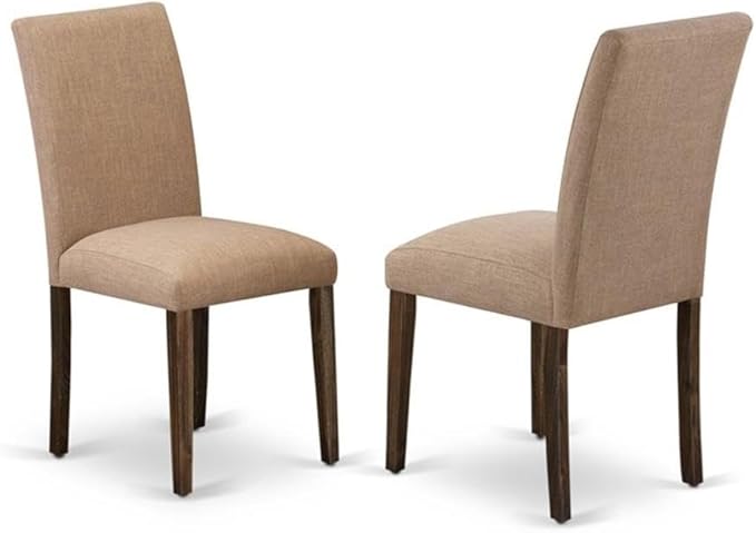 East West Furniture X777AB747-9 9 Piece Dining Room Furniture Set Includes a Rectangle Dining Table with X-Legs and 8 Light Sable Linen Fabric Upholstered Chairs, 40x72 Inch, Multi-Color