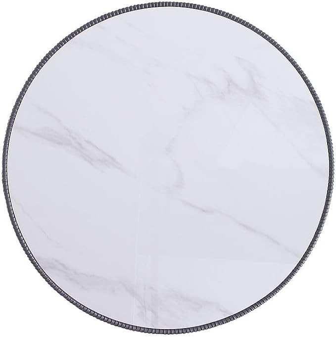 Manhattan Comfort Anderson Modern 28.15" Round Coffee Table 2.0 - Ceramic Marble Tabletop, Elegant Pleated Leatherette Details & Gold Base, Fully Assembled Accent Furniture, Set of 1, Grey