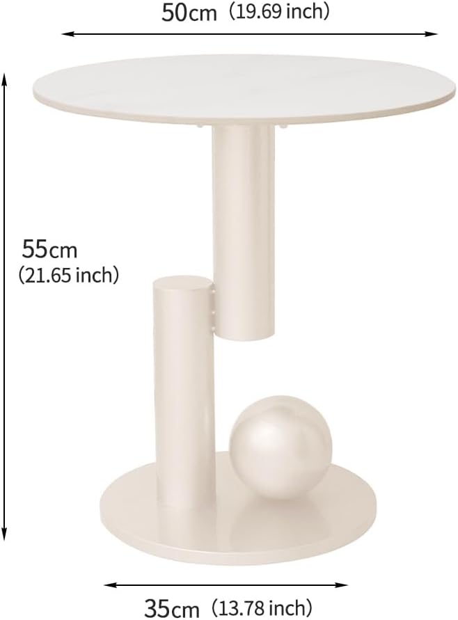 Marble Top Metal White End Table - Modern Sofa Side End Table Coffee Round Side Desk for Couch Living Room Bedroom