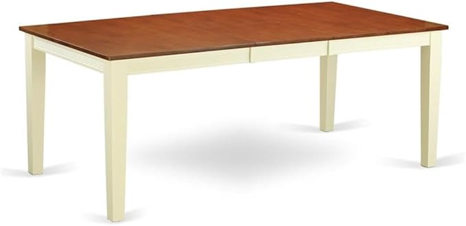 East West Furniture QUDO9-WHI-W 9 Piece Kitchen Table Set Includes a Rectangle Dining Table with Butterfly Leaf and 8 Dining Room Chairs, 40x78 Inch, Buttermilk & Cherry