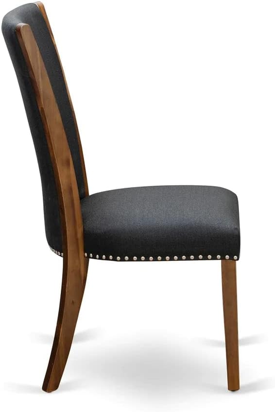 East West Furniture VEP8T24 Verona Parson Dining Chairs - Nailhead Trim Black Color Linen Fabric Upholstered Chairs, Set of 2, Walnut