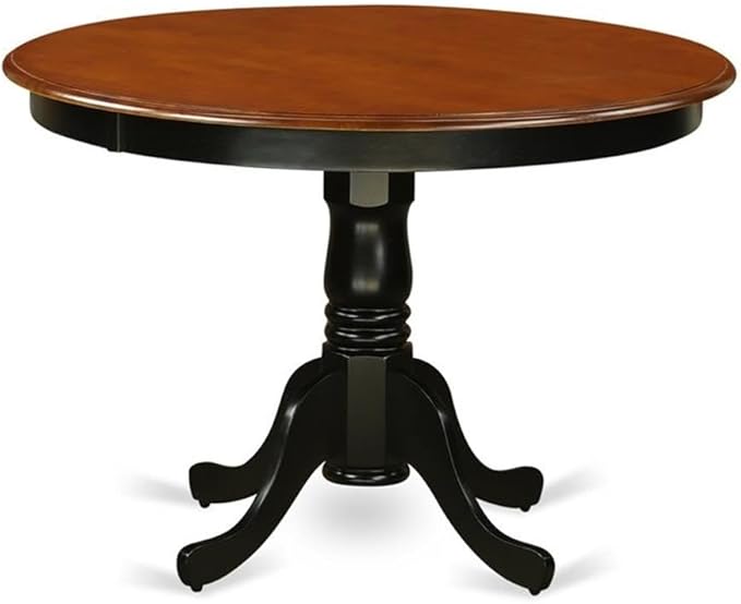 East West Furniture HLPL5-BCH-W 5 Piece Kitchen Table Set for 4 Includes a Round Dining Room Table with Pedestal and 4 Dining Chairs, 42x42 Inch, Black & Cherry