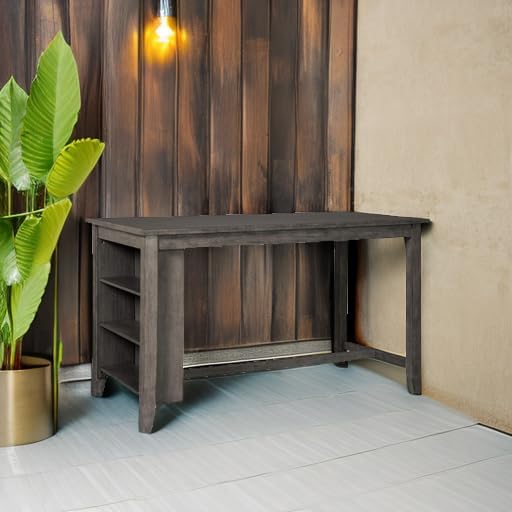 Signature Design by Ashley Caitbrook Rustic Counter Height Dining Table with Storage, Dark Gray