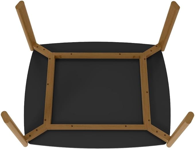 Manhattan Comfort Gales 47-Inch Mid Century Modern Dining Table for 2-4 Person, Unique Minimalist Home Furniture with Solid Eucalyptus Wood Legs, Matte Black