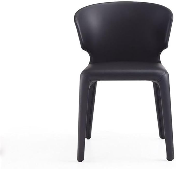 Manhattan Comfort Conrad Mid Century Modern Dining Chairs Woven Tweed Upholstered Kitchen Furniture with Contoured Back, Foam Padding & Metal Legs, Set of 2, Black