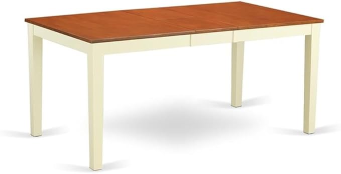 East West Furniture NIQU7-WHI-W 7 Piece Dining Table Set Consist of a Rectangle Dining Room Table with Butterfly Leaf and 6 Wooden Seat Chairs, 36x66 Inch, Buttermilk & Cherry