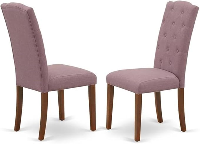 East West Furniture DOCE9-MAH-10 9 Piece Dining Table Set Includes a Rectangle Dinner Table with Butterfly Leaf and 8 Dahlia Linen Fabric Parson Dining Chairs, 42x78 Inch, Mahogany