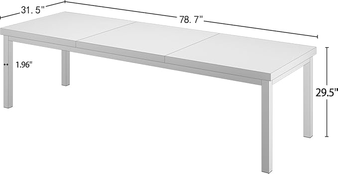 78.7 Inch Large Computer Desk, Long Gaming Table, Modern Two Person Desk Large Executive Office Desk, Double Table at Home, Perfect for Work, Gaming, Studying, and Writing, Etc., White