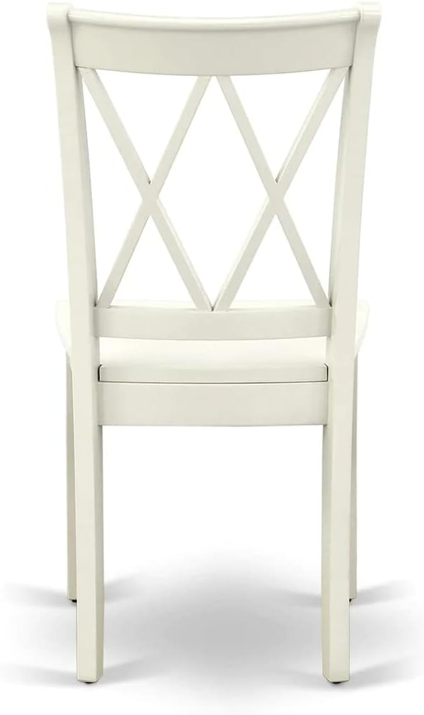 East West Furniture MZCL5-LWH-W 5 Piece Dinette Set for 4 Includes a Rectangle Dining Room Table with Dropleaf and 4 Dining Chairs, 36x54 Inch, Linen White