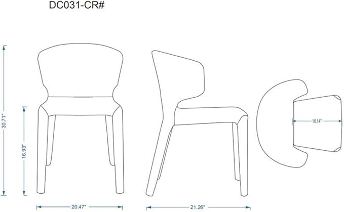 Manhattan Comfort Conrad Mid Century Modern Dining Chairs Woven Tweed Upholstered Kitchen Furniture with Contoured Back, Foam Padding & Metal Legs, Set of 2, Black