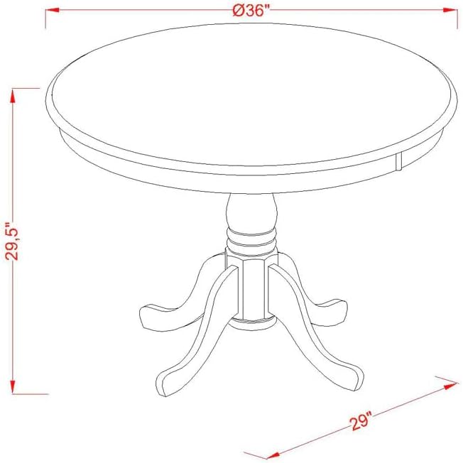 East West Furniture ANVA3-OAK-C 3 Piece Kitchen Table Set for Small Spaces Contains a Round Dining Room Table with Pedestal and 2 Linen Fabric Upholstered Chairs, 36x36 Inch, Oak