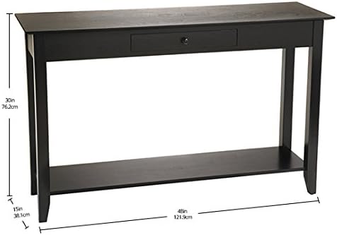 Convenience Concepts American Heritage 1 Drawer Console Table with Shelf, Black