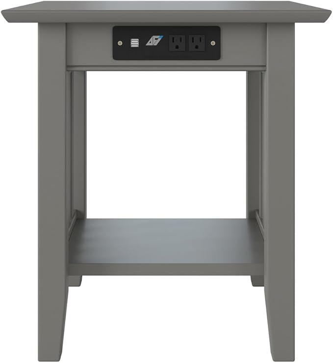 AFI, Mission End Table with Charging Station, Grey