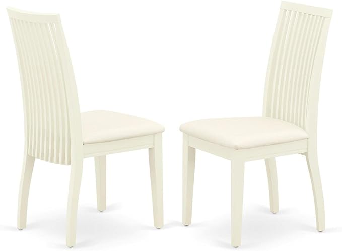 East West Furniture DLIP3-WHI-C 3 Piece Kitchen Table Set for Small Spaces Contains a Round Dining Table with Dropleaf and 2 Linen Fabric Dining Room Chairs, 42x42 Inch, Linen White