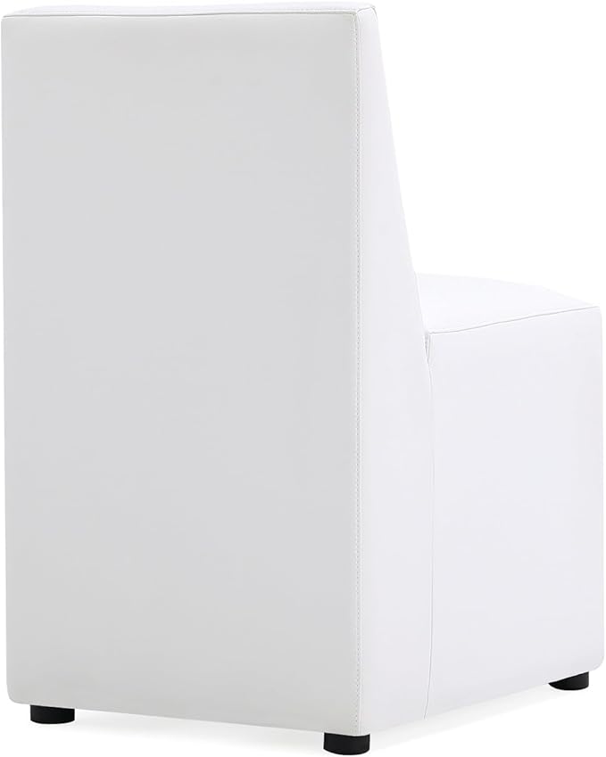 Manhattan Comfort Anna Square Modern Dining Chair with Head to Toe Faux Leather Upholstery and Plastic Foot Padding, Luxury Accent Furniture, Set of 2, Cream