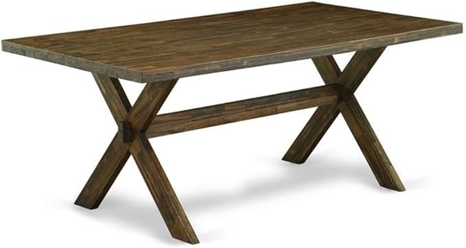 East West Furniture X777VE703-5 5 Piece Dining Set Includes a Rectangle Dining Room Table with X-Legs and 4 Brown Linen Fabric Upholstered Parson Chairs, 40x72 Inch, Multi-Color