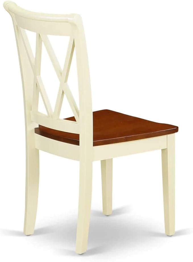 East West Furniture DOCL9-BMK-W 9 Piece Dining Table Set Includes a Rectangle Dining Room Table with Butterfly Leaf and 8 Wood Seat Chairs, 42x78 Inch, Buttermilk & Cherry